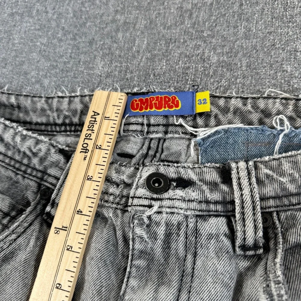 Empyre Loose Fit Skate Jeans Grey Washed Baggy Wide Leg Denim Mens 32 Y2K Style - Picture 8 of 11